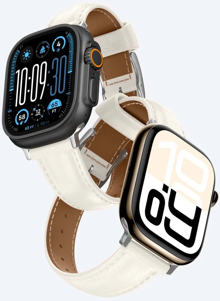 Nezatříděno „AmazingThing“ klasės odinis dirželis „Apple Watch 45 / 46 / 49 mm“ – šviesiai rudas gelsvas