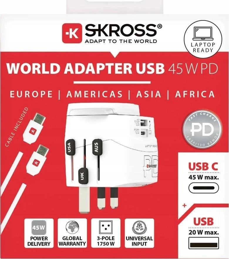 Carruzzo Skross 1.302474 maitinimo kištukų adapteris Universalus Balta