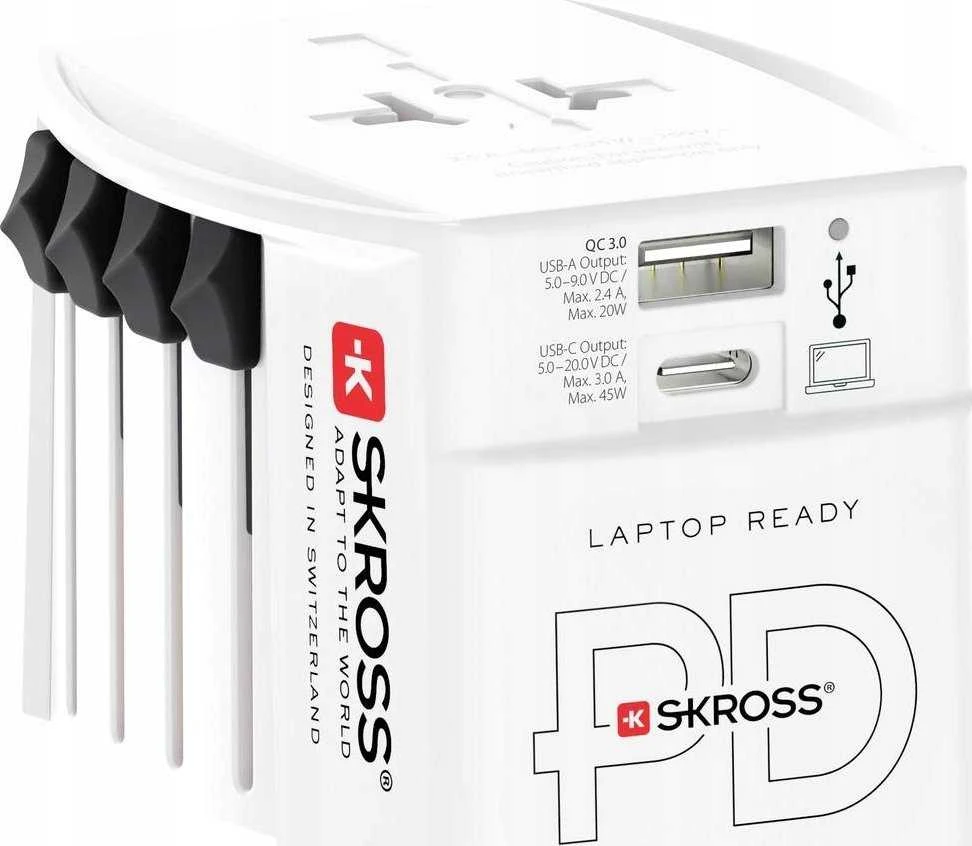 Skross universalus adapteris su USB-C ir USB-A jungtimis