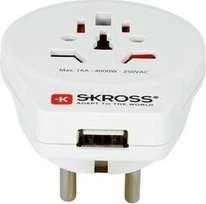 Adapteris Schuko kištukas - universalus lizdas 230V 16A su USB 5V 2.4A SKROSS
