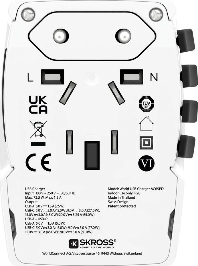 Skross World USB Charger AC65PD kelioninis adapteris
