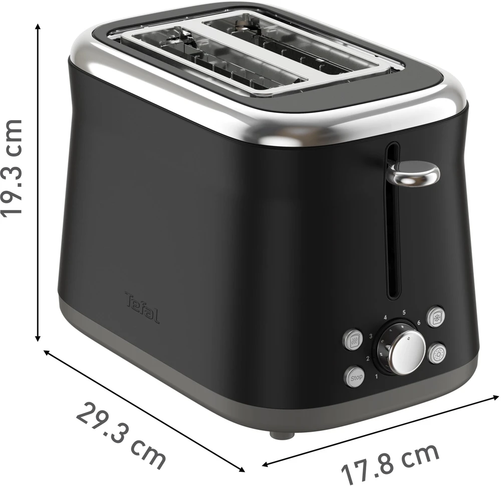Skrudintuvas TEFAL Toaster | TT7208E0 Collection Retro | Power 850 W | Number of slots 2 | Housing material Nerūdijantis plienas | Juodas