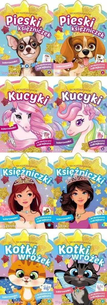 A4 spalvinimo puslapis Blizgučių magija. Pasakų kačiukai. Cinamonek STICKERS SKRZAT 075793