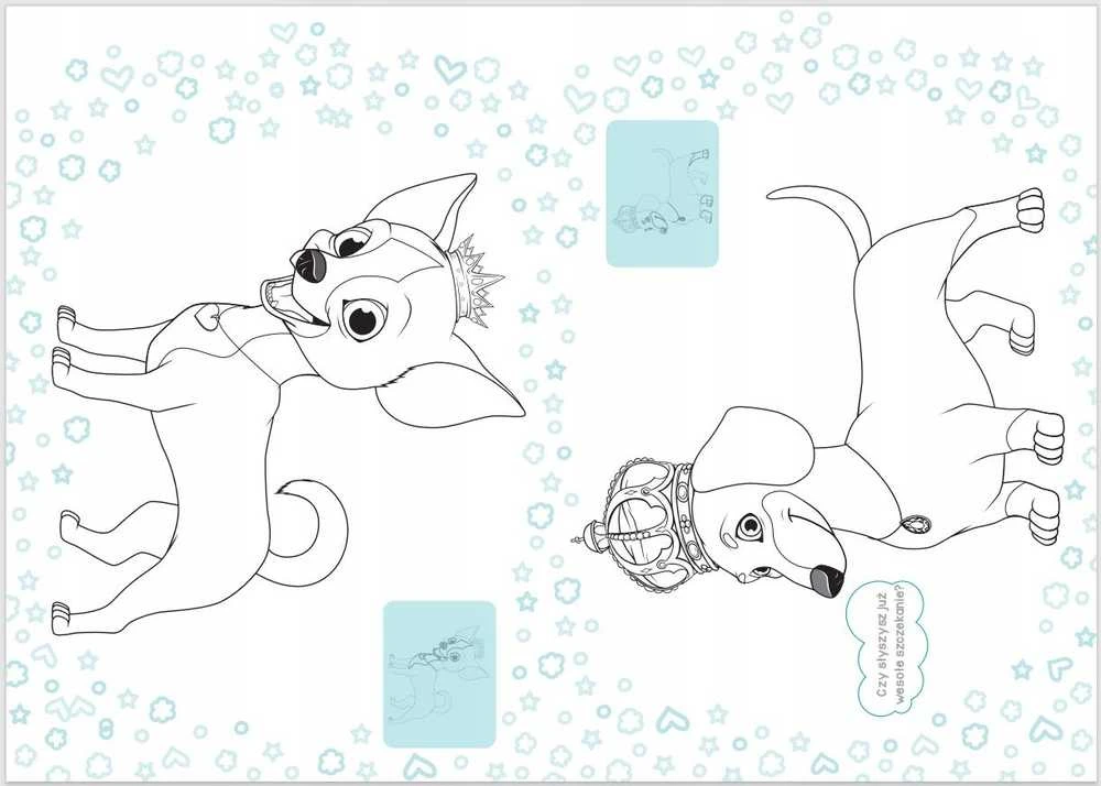 A4 spalvinimo puslapis Blizgučių magija. Princesės šunys. Trufflek STICKERS SKRZAT 075816