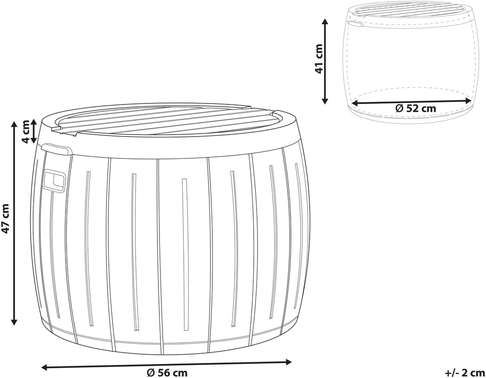 Beliani Sodo dėžė PRINOS 56 cm 56 cm Pilka