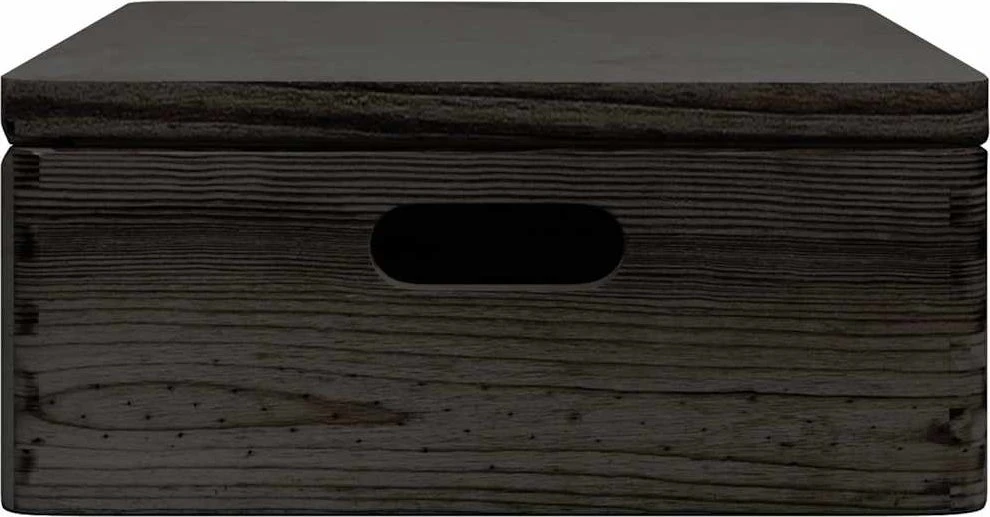 Medinė dėžutė su dangteliu/rankenomis, juoda, 40x30x13cm, pušis