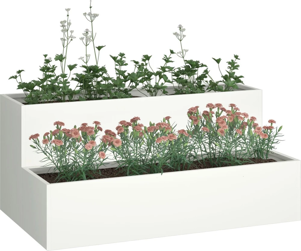 Sodo vazonas Balta 100 x 60 x 45 cm Šaltai valcuotas plienas