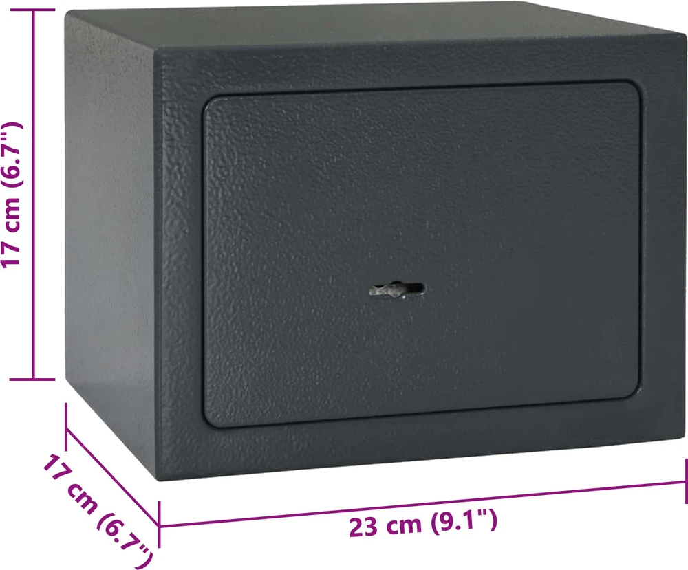 Seifo dėžė su užraktu Tamsiai pilka 23 x 17 x 17 cm Plienas