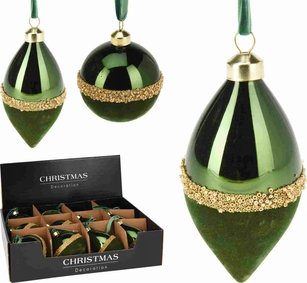 Skrzynkazdrewna ORNAMENT GLASS 8CM Žalias VELVET