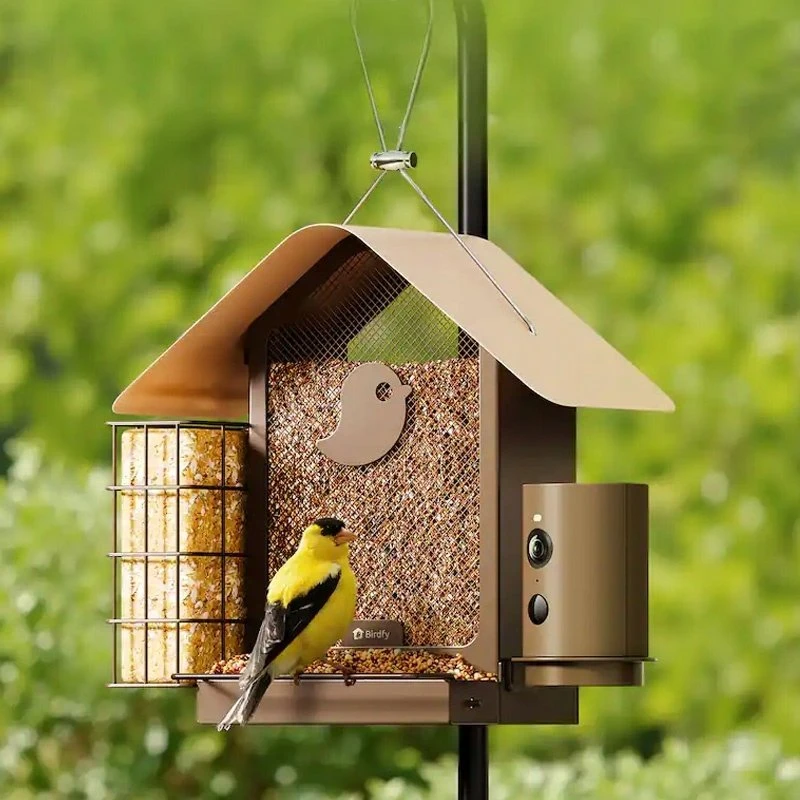 Skrzynkazdrewna „Birdfy Feeder Metal V“ – paukščių lesyklėlė su kamera