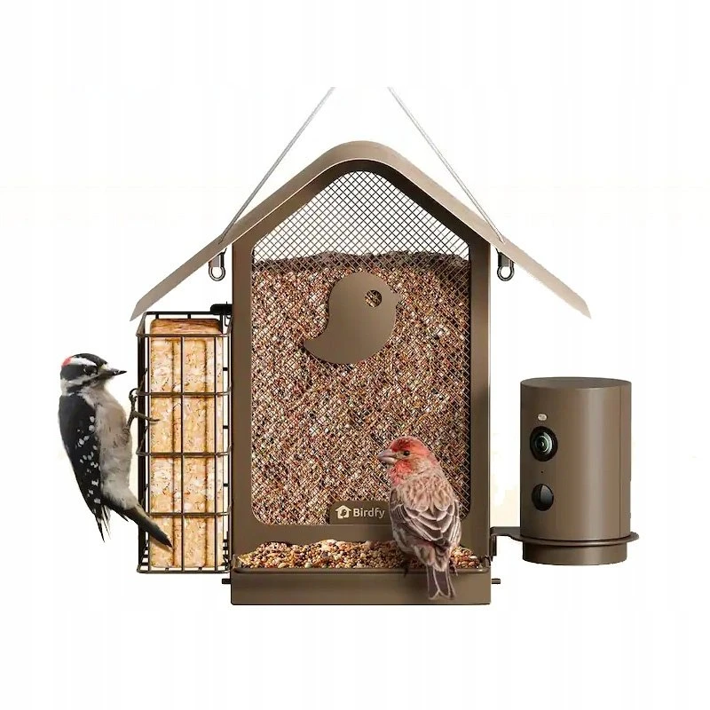 Skrzynkazdrewna „Birdfy Feeder Metal V“ – paukščių lesyklėlė su kamera