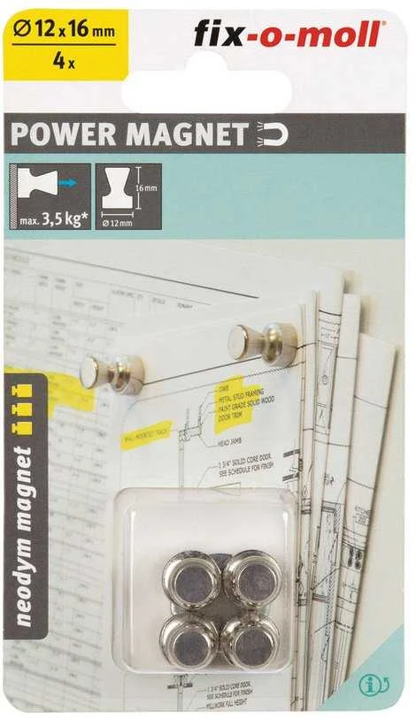 Magnetai Fix-O-Moll 3562820, 12 x 16 mm, 4 vnt.