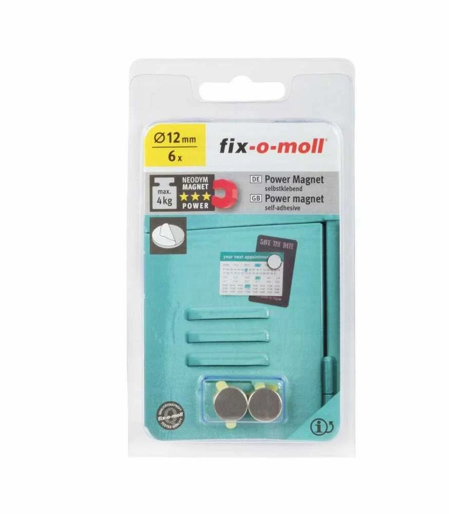 Magnetai – lipnieji diskai Fix-O-Moll, 12 mm, 6 vnt.