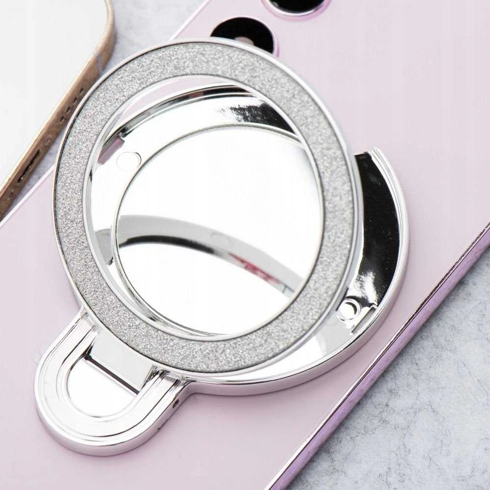 OEM telefono stovas CIRCLE MIRROR - priklijuojamas - sidabrinis