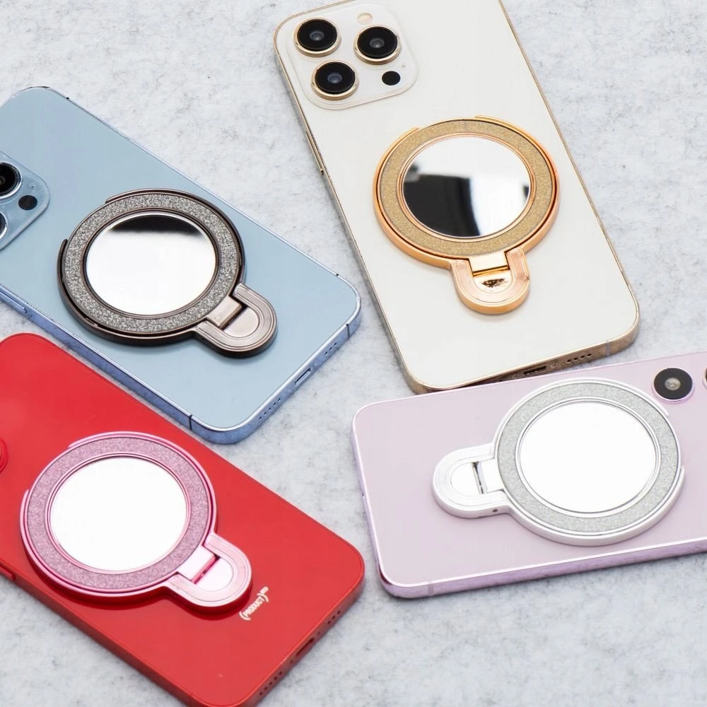 Oem Telefono stovas CIRCLE MIRROR - priklijuojamas - rožinis
