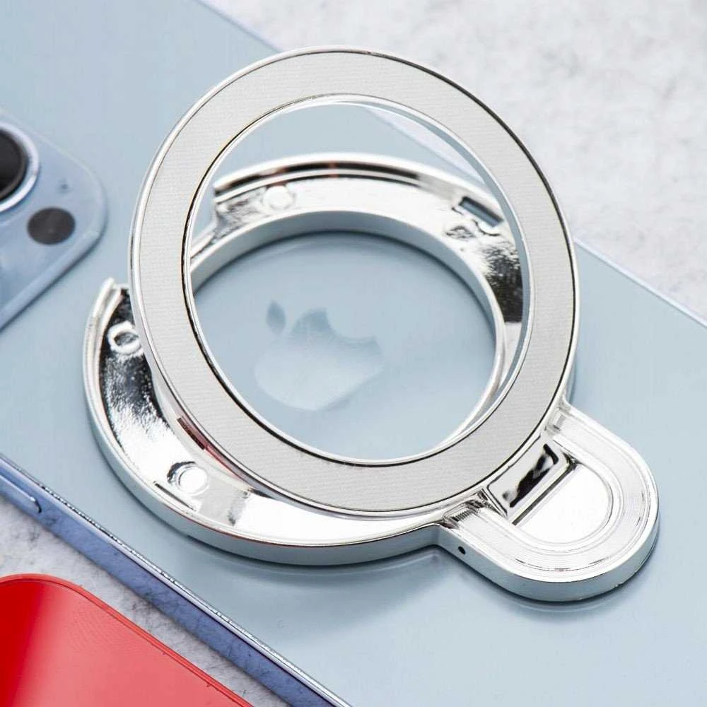 OEM telefono stovas CIRCLE MIRROR - priklijuojamas - sidabrinis