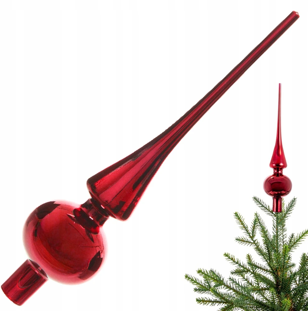 Skrzynkazdrewna Christmas medžio topper Decoris 113069. red. glass