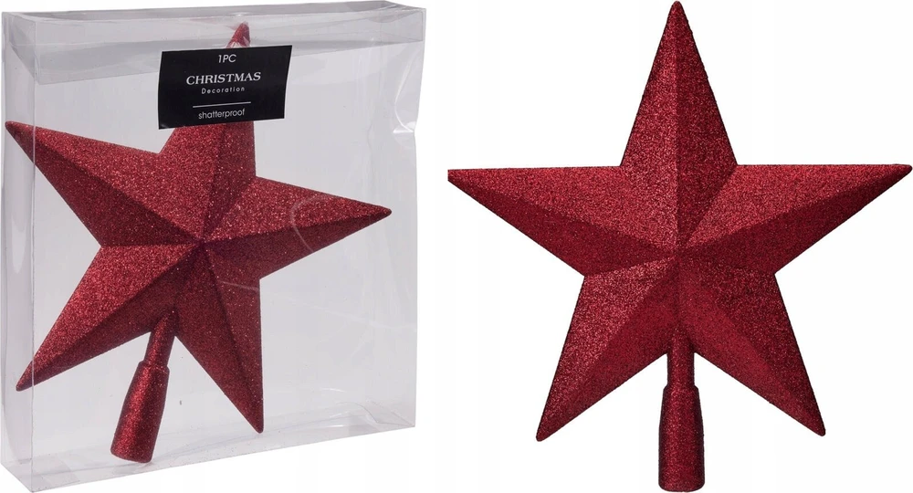 Skrzynkazdrewna Christmas medžio topper AVS103090. red. plastikas