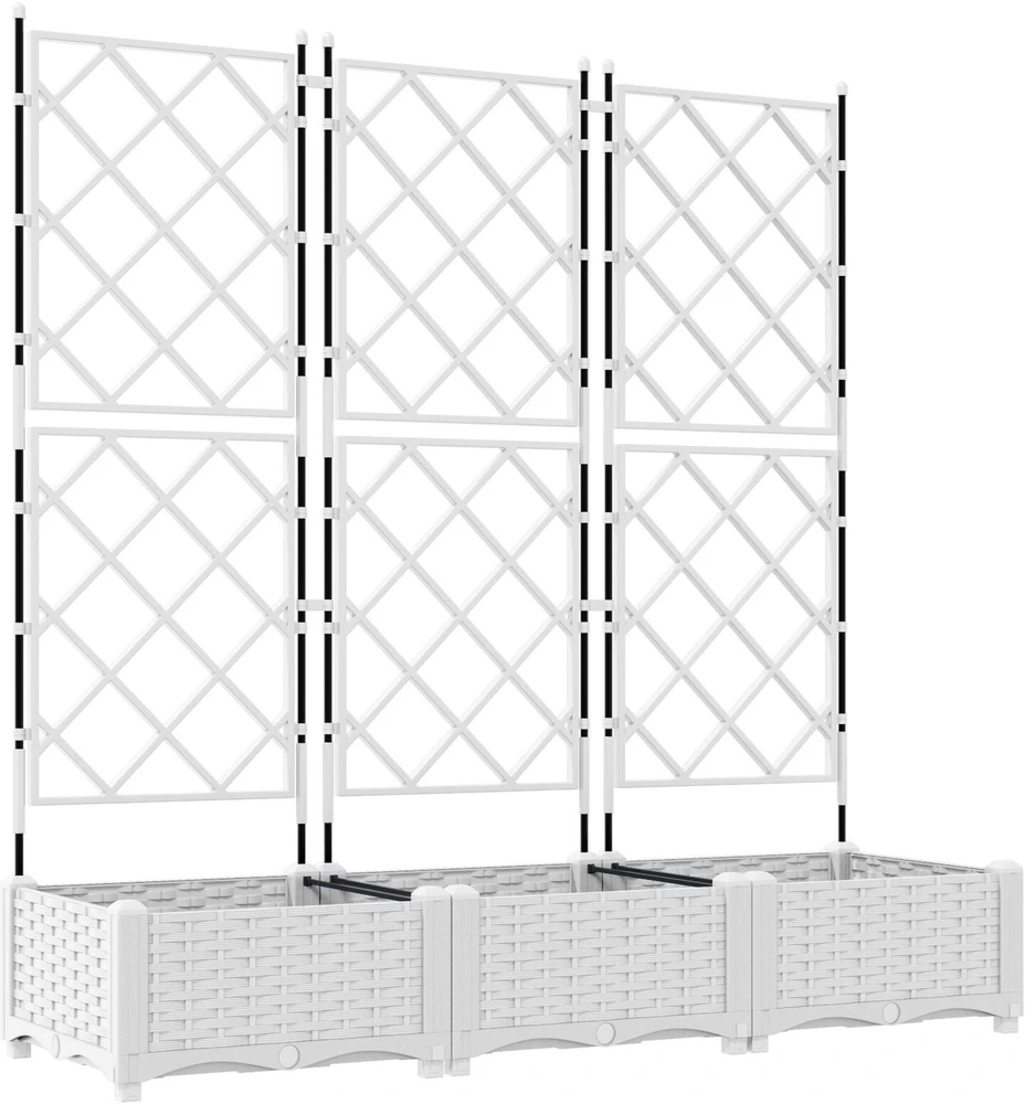 Sodo vazonas 3 vnt. Balta 120 x 40 x 125,5 cm PP