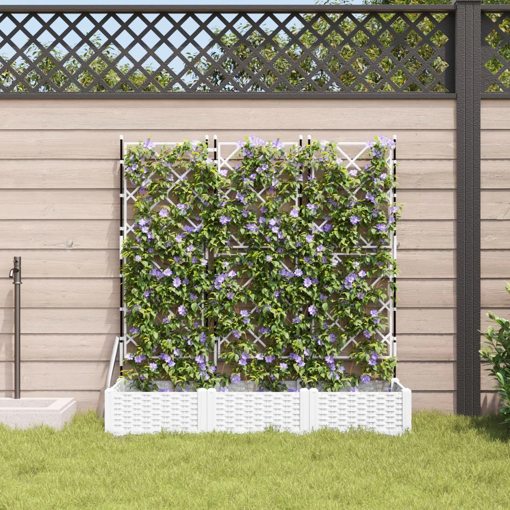Sodo vazonas 3 vnt. Balta 120 x 40 x 125,5 cm PP