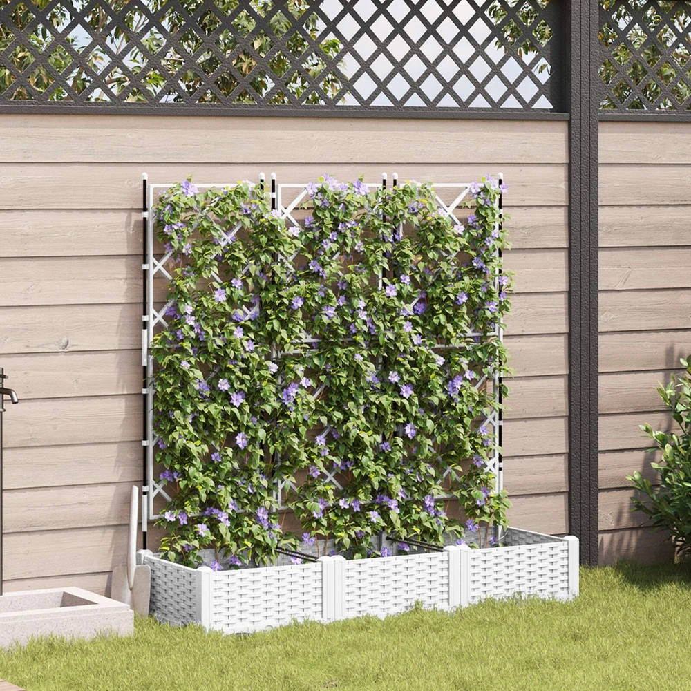 Sodo vazonas 3 vnt. Balta 120 x 40 x 125,5 cm PP