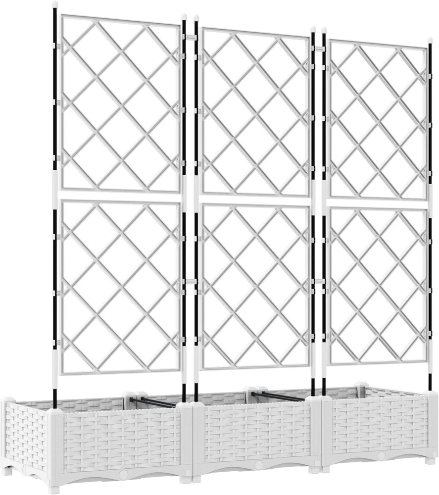 Sodo vazonas 3 vnt. Balta 120 x 40 x 125,5 cm PP