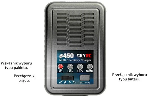 SkyRC e450 įkroviklis skirtas 6-8S LiPo / LiFe / LiHV 2-4S / NiMH