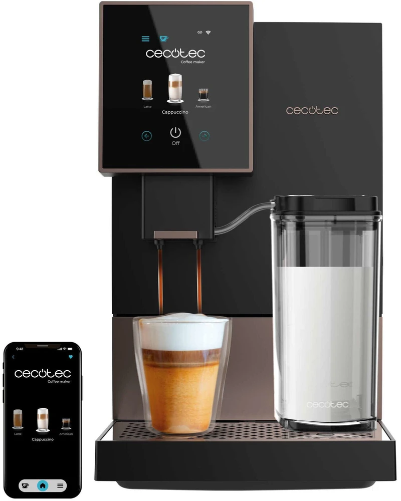 Kavos aparatas Cecotec | Cremmaet Compactccino Connected | Slėgis 19 bar | Su pieno plakikliu | Super-automatinis | Juodas