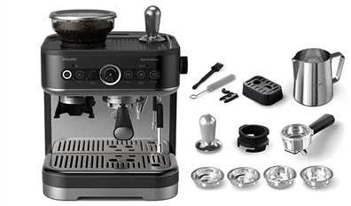 Kavos aparatas Philips | Espresso Aparatas | PSA3218/10 Barista Brew | Slėgis 15 bar | Su pieno plakikliu | Semi-automatinis | 1350 W | Juodas