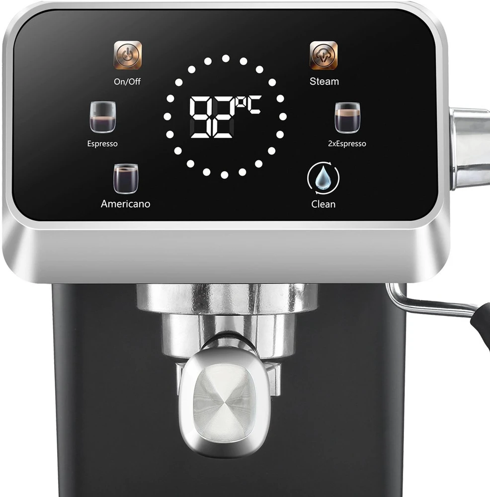 QMax Q-Max slėginis kavos aparatas su ekranu 20 Bar Espresso juodas