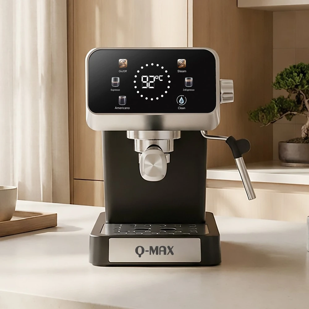 QMax Q-Max slėginis kavos aparatas su ekranu 20 Bar Espresso juodas