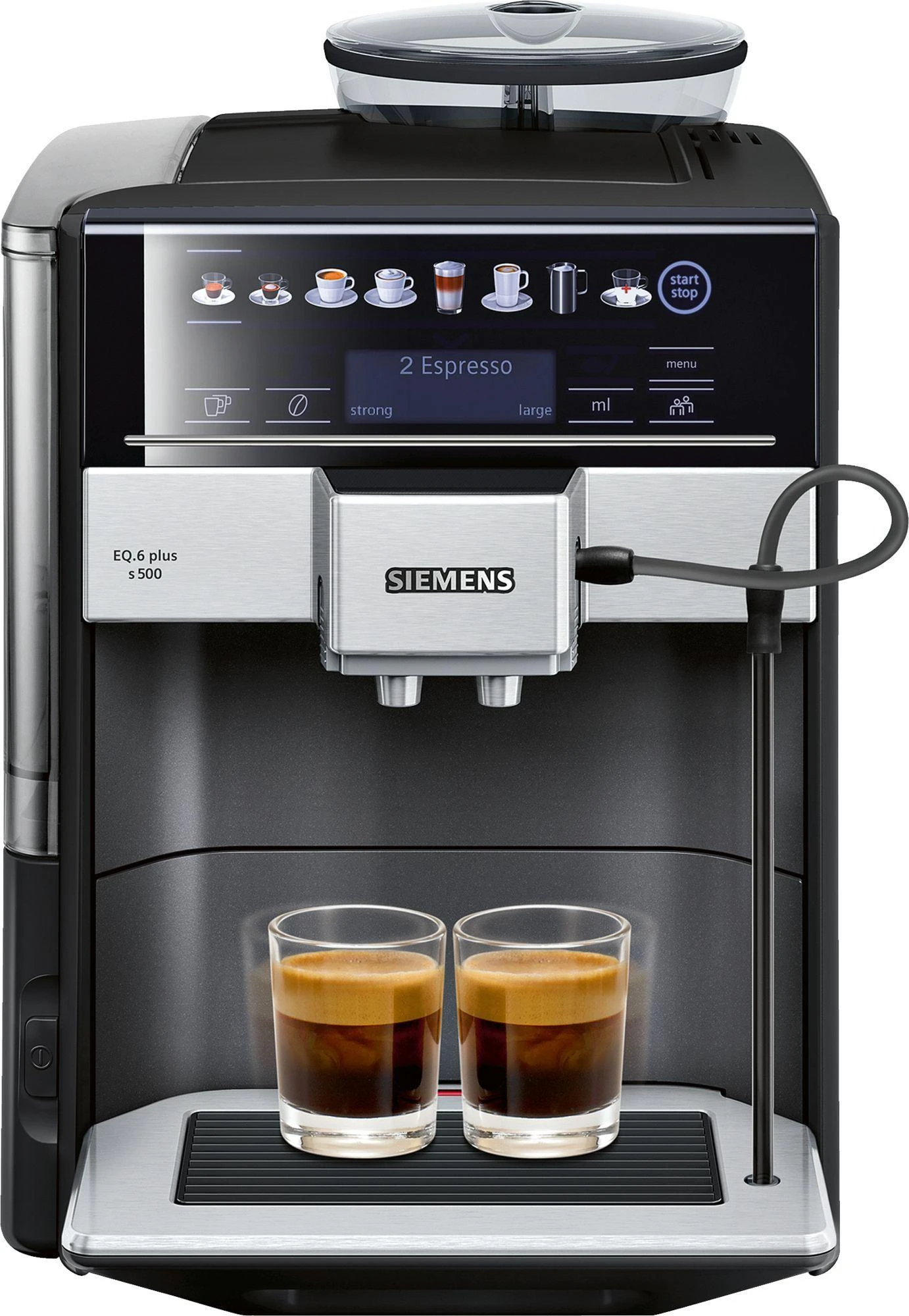 SIEMENS Kavos aparatas TE655319RW Slėgis 15 bar, Su pieno plakikliu, Automatinis, 1500 W, Juodas
