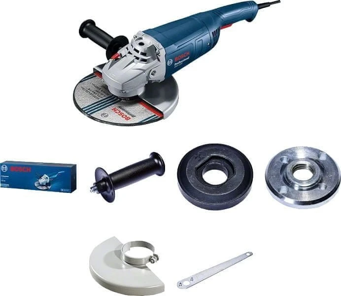BOSCH kampinis šlifuoklis 180mm/2200W GWS 2200-180 WŁĄCZNIK ŁOPATKOWY