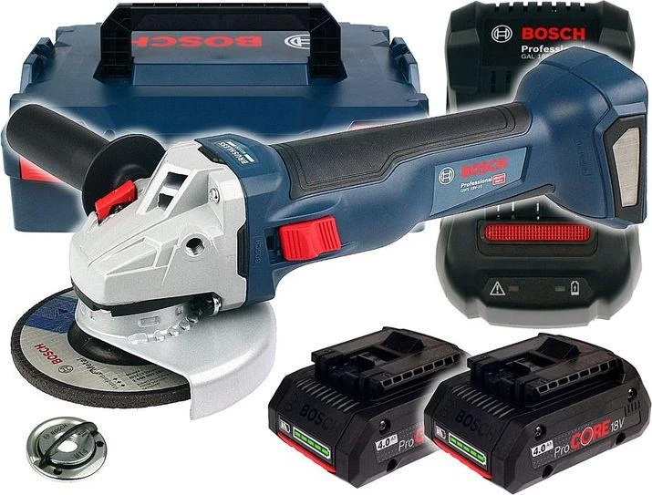Bosch GWS 18V-10 kampinis šlifuoklis su pilnu komplektu