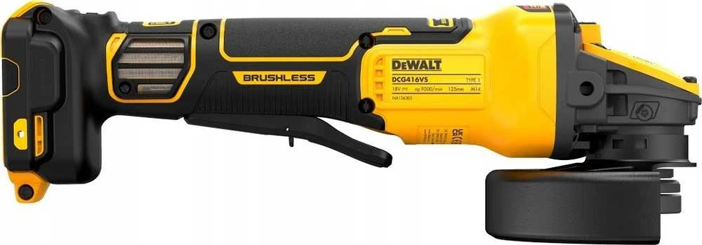 Dewalt kampinis šlifuoklis DCG416VSN, 18V, 125mm, be akumuliatoriaus ir kroviklio