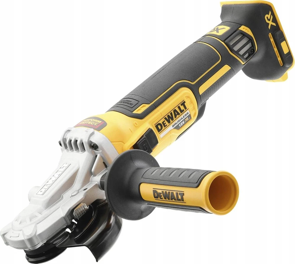 Dewalt akumuliatorinis kampinis šlifuoklis su plokščia galvute 18 V, 125mm (DCG405FNT-XJ)