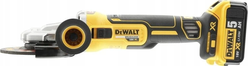 Dewalt akumuliatorinis kampinis šlifuoklis su plokščia galvute 18 V, 125mm (DCG405FNT-XJ)