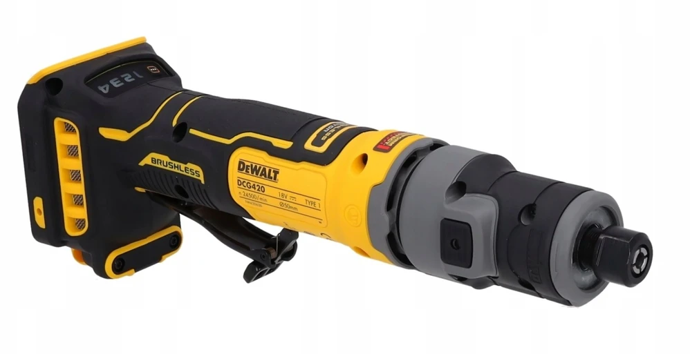 Tiesinis šlifuoklis DeWalt DCG420N-XJ; 18 V (be akumuliatoriaus ir pakrovėjo)