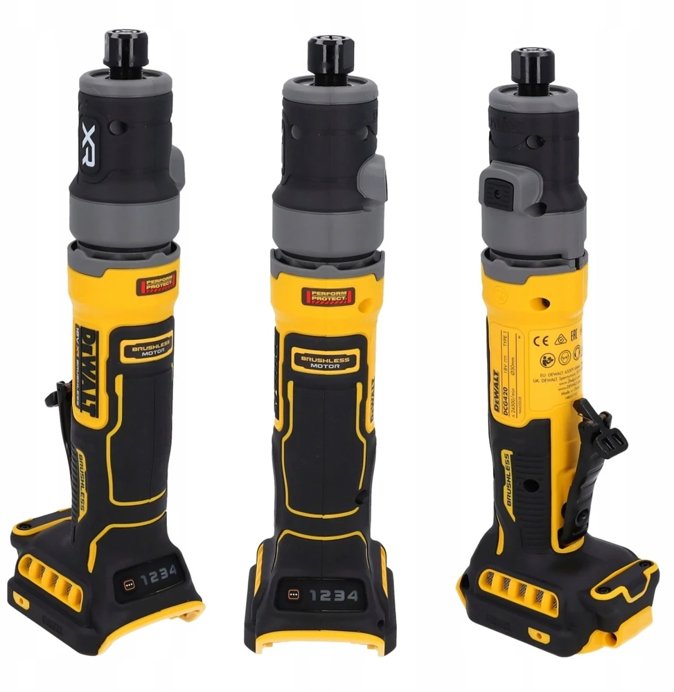 Tiesinis šlifuoklis DeWalt DCG420N-XJ; 18 V (be akumuliatoriaus ir pakrovėjo)