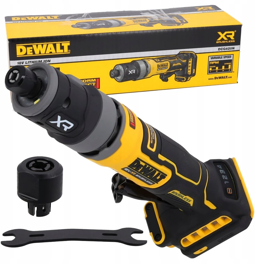 Tiesinis šlifuoklis DeWalt DCG420N-XJ; 18 V (be akumuliatoriaus ir pakrovėjo)