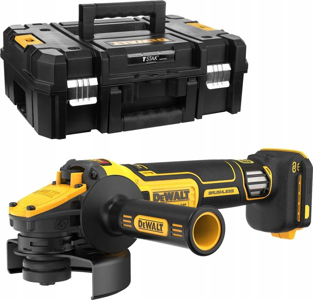 Dewalt kampinis šlifuoklis DCG409VSNT 125 mm 18V Li-Ion XR FELXVOLT T-STAK lagaminas, sūkių reguliavimas, be akumuliatoriaus ir kroviklio