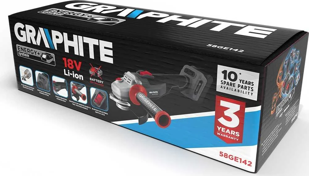 Graphite Šlifuoklis Bešepetis kampinis šlifuoklis „Energy+ 18V“, 125 mm, 0–9200/min-1, be akumuliatoriaus