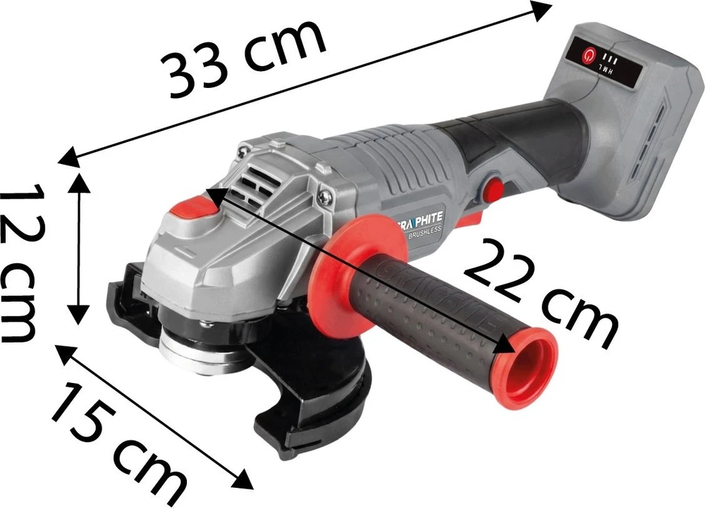 Graphite Kampinis šlifuoklis bešepetėlinis Energy+ 18V su regulacją, 125mm, bez akumulatora
