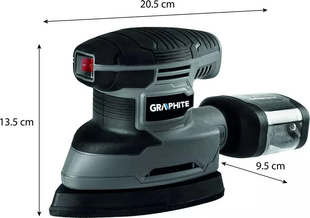 Graphite Šlifuoklis Delta orbitinis šlifuoklis 180 W, 140 x 140 x 80 mm pagrindas
