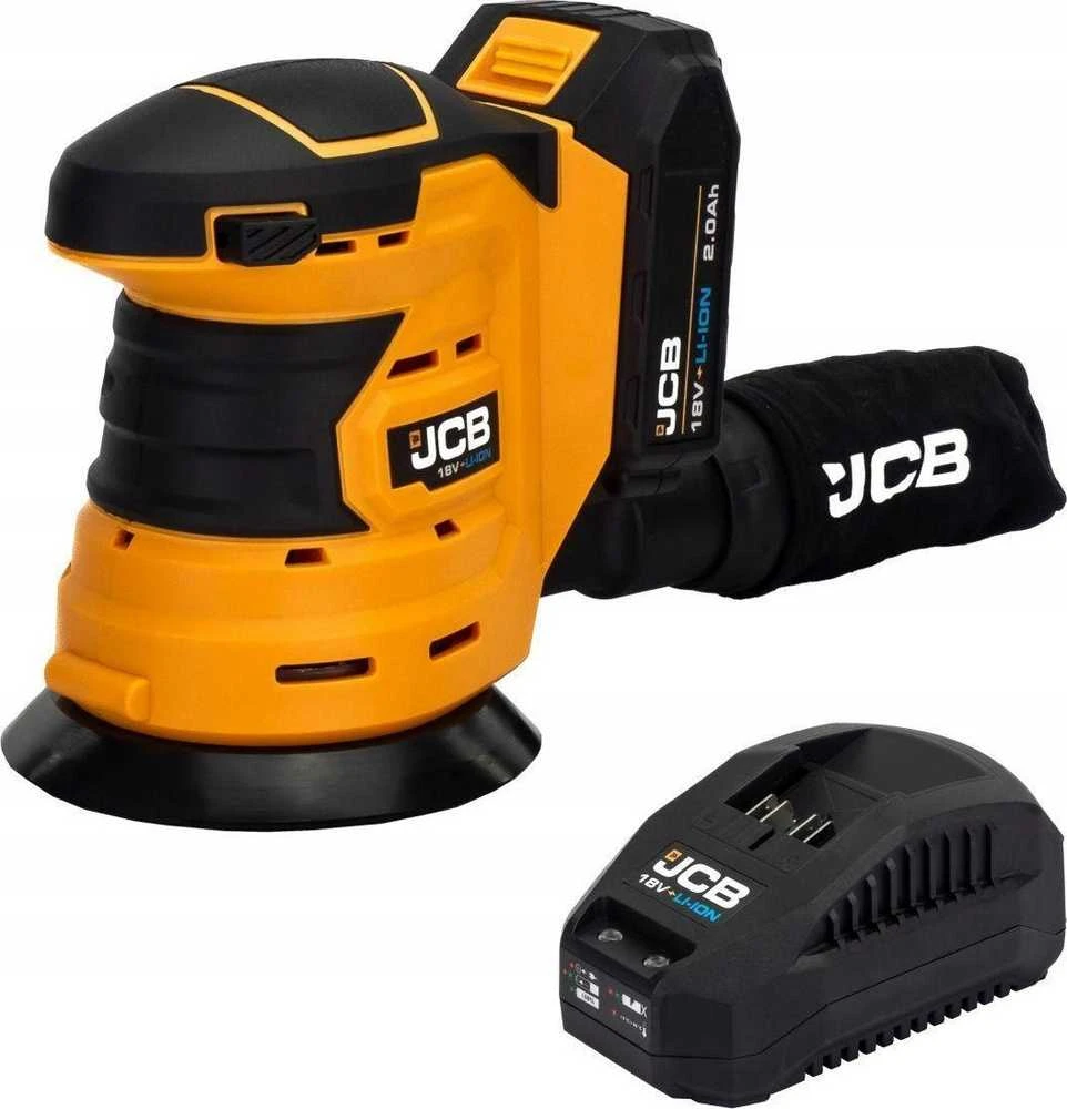 JCB ekscentrinis šlifuoklis su įkrovikliu ir akumuliatoriumi