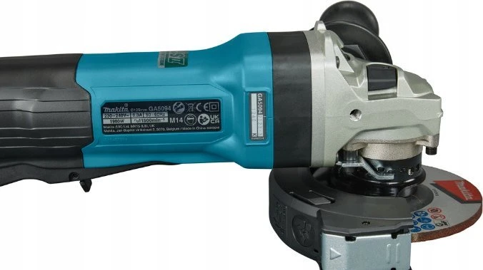 Makita GA5090X01 Kampinis šlifuoklis, 1900 W, 125 mm, SJS², AFT, 2800-11500 min-1, antivibracinė šoninė rankena