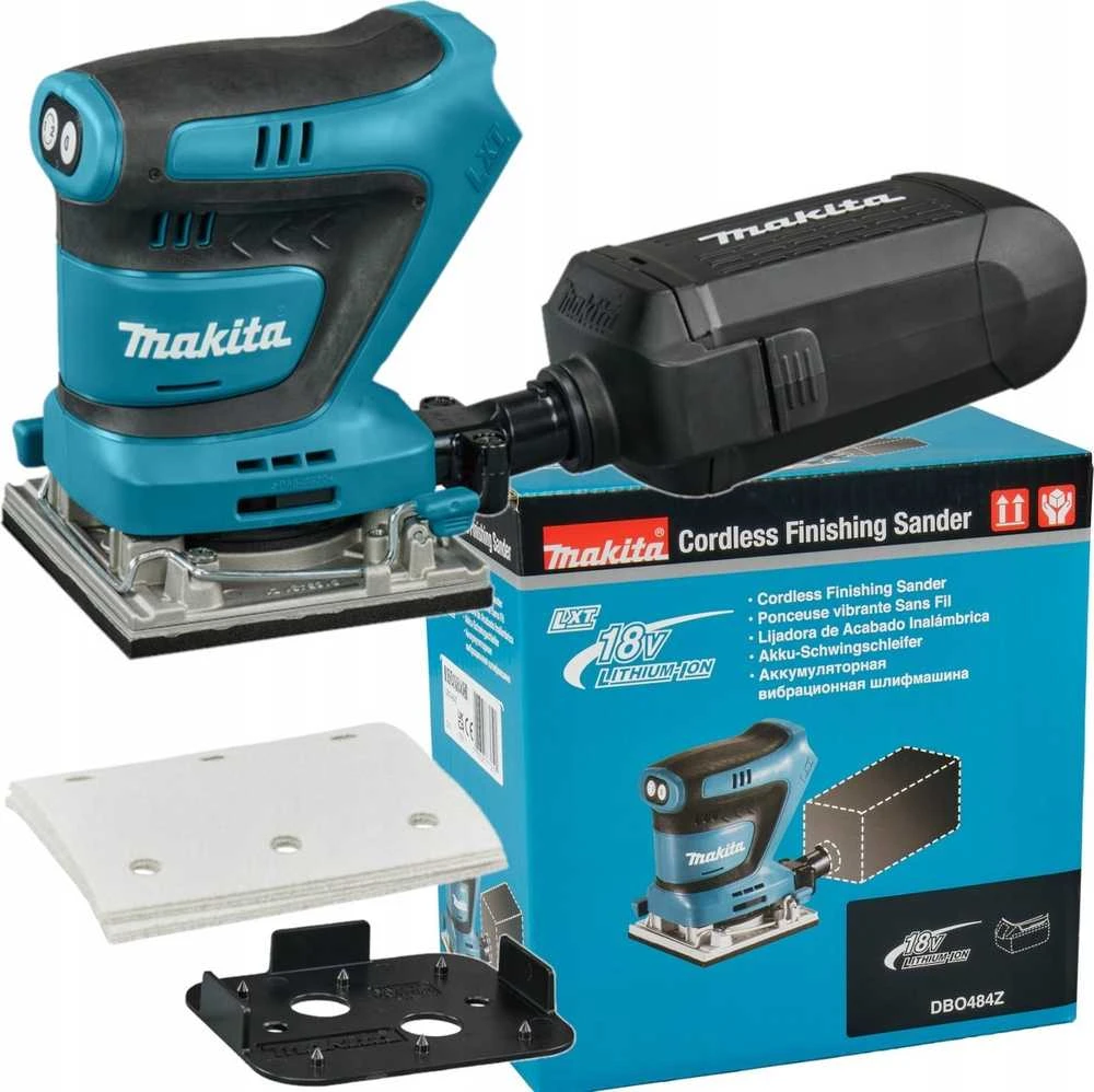 Makita plokštuminis šlifuoklis DBO484Z, 18 V, 112x102mm, be akumuliatoriaus ir kroviklio