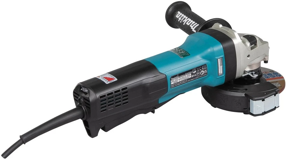 Makita GA5093X01 Kampinis šlifuoklis, 1900 W, 125 mm, SJS², AFT, Mechaninis stabdys, Svirtinis jungiklis, 2800-11500 min-1, antivibracinė šoninė rankena