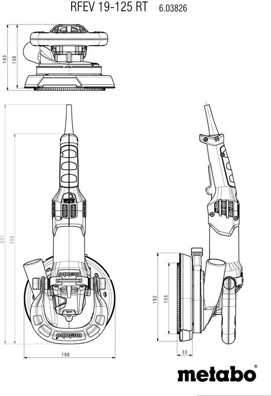 Betono šlifuoklis RFEV 19-125 RT, Metabo