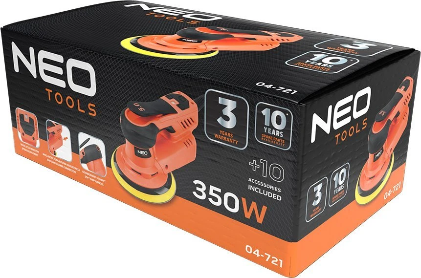 Neo Šlifuoklis 350 W bešepetis orbitinis šlifuoklis 150 mm